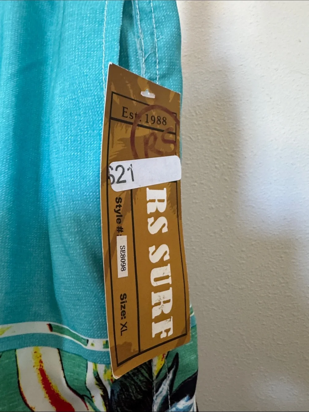 🆕 RS Surf Men's Teal & Yellow Floral Swim Trunks - Picture 4 of 12